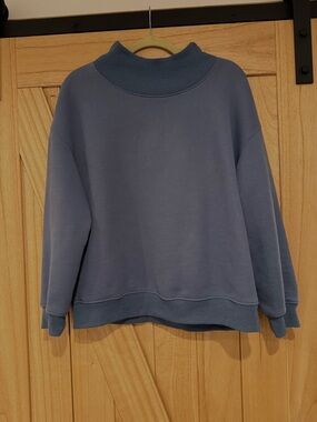 Classic Mock Neck Sweatshirt - Slate Blue